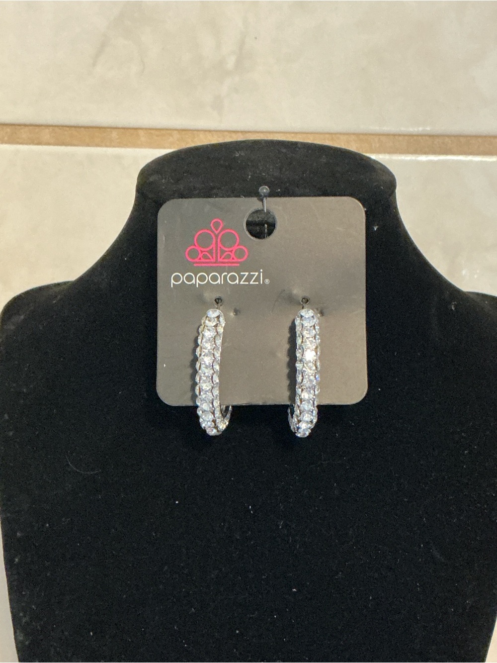 Paparazzi Sparkling Silver Crystal Hoop Earrings